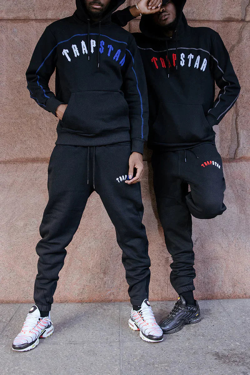 TRAPSTAR IRONGATE ARCH CHENILLE HOODIE TRACKSUIT - BLACK ICE EDITION