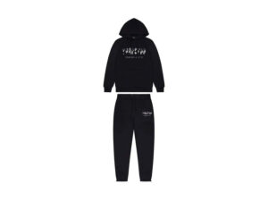 TRAPSTAR CHENILLE CAMO DECODED HOODED ANNIVERSARY TRACKSUIT - BLACK
