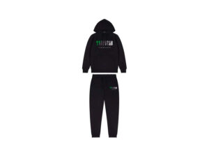 TRAPSTAR CHENILLE DECODED HOODED TRACKSUIT - BLACK/GREEN BEE
