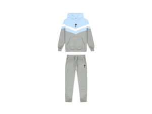 TRAPSTAR GREY/BLUE & WHITE V-STRIPE TRACKSUIT